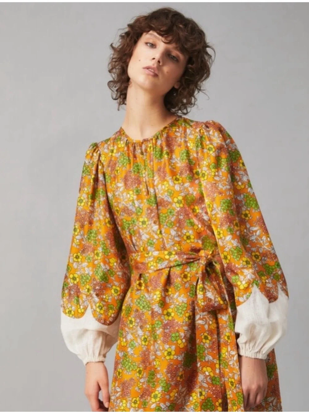 Tory Burch Wallpaper Floral Silk Midi Dress, size S